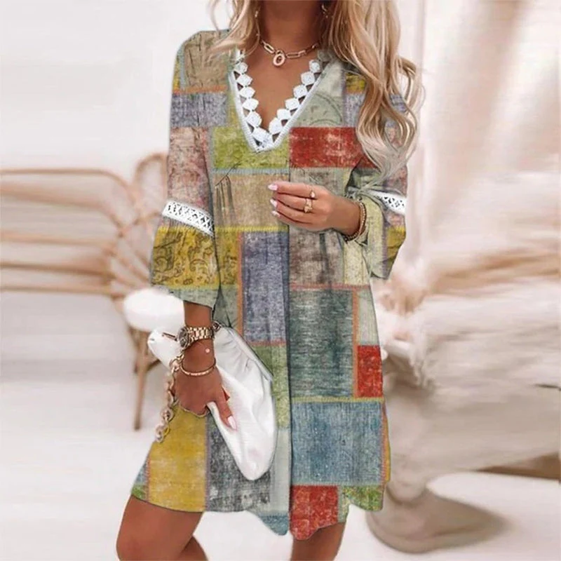 Alena | Boho Printed Mini Dress - Image 4