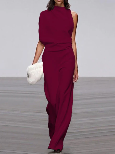 Alix | Women's One-Shoulder Wide-Leg Jumpsuit Sleeveless Formal Playsuit - Image 15