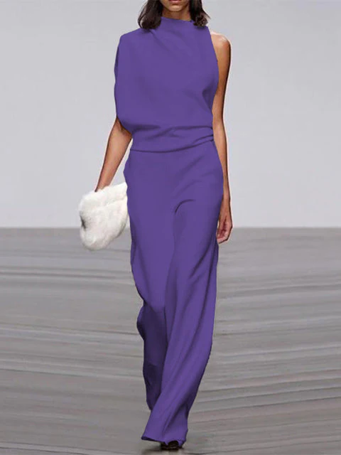 Alix | Women's One-Shoulder Wide-Leg Jumpsuit Sleeveless Formal Playsuit - Image 6