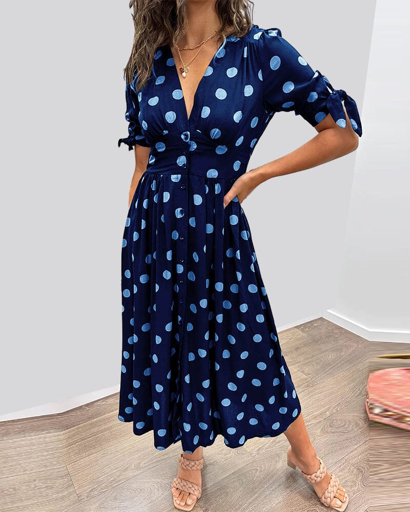 Amelia™ | Polka Dots V-Neck Dress - Image 19