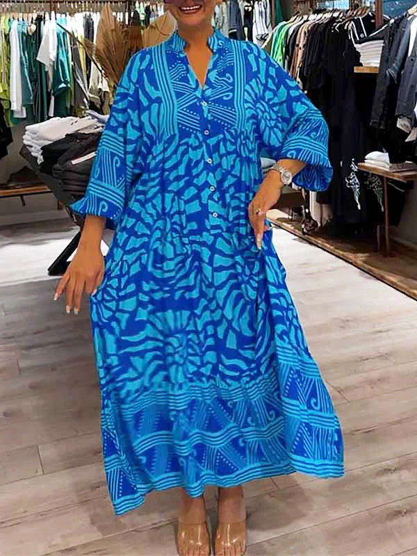 Amira | Women's V-neck Printed Loose Dress - Image 2