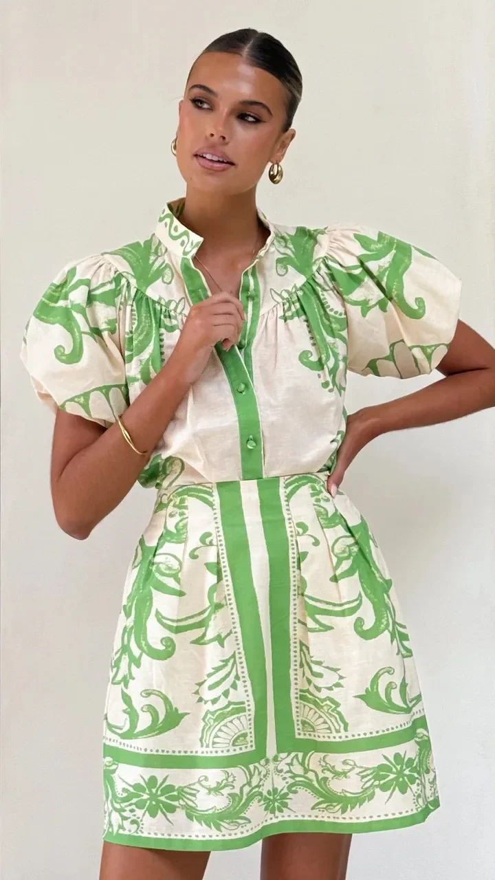Aria | Women's Floral Print Puff Sleeve Mini Dress V-Neck - Image 22