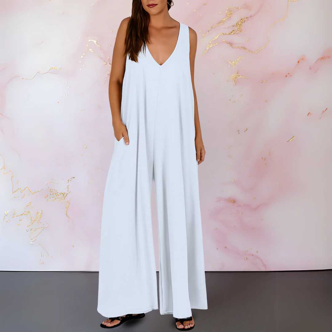 Aria | Women's Wide Leg Sleeveless Jumpsuit V-Neck - Image 3