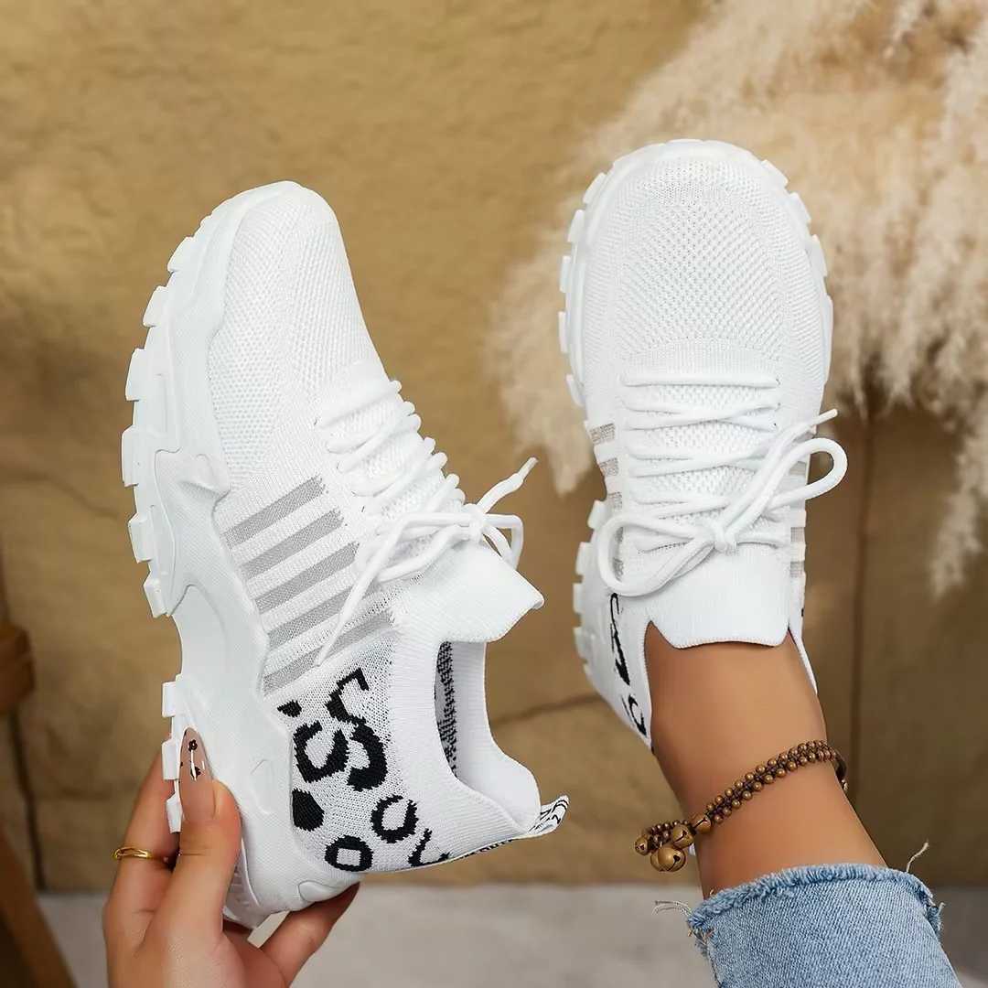 Aura | Women's Knit Mesh Lace-Up Chunky Sole Trainers - Image 9