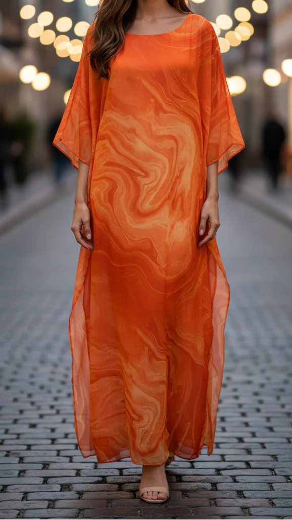 Aurelia | Women's Chiffon Maxi Dress Flowing Kaftan Evening Dress - Image 2
