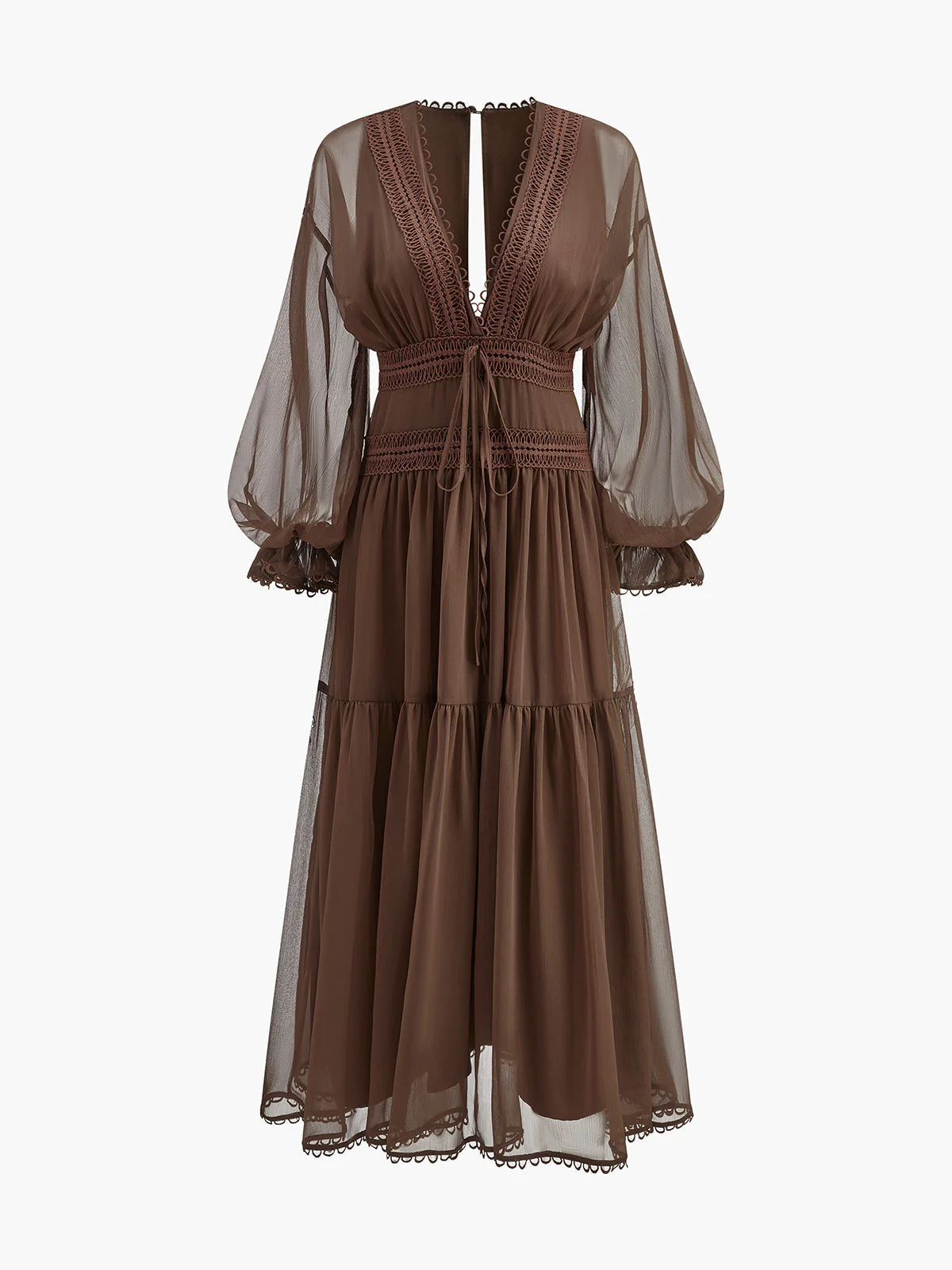 Aurora | Women's Boho V-Neck Chiffon Maxi Dress Long Sleeve - Image 7