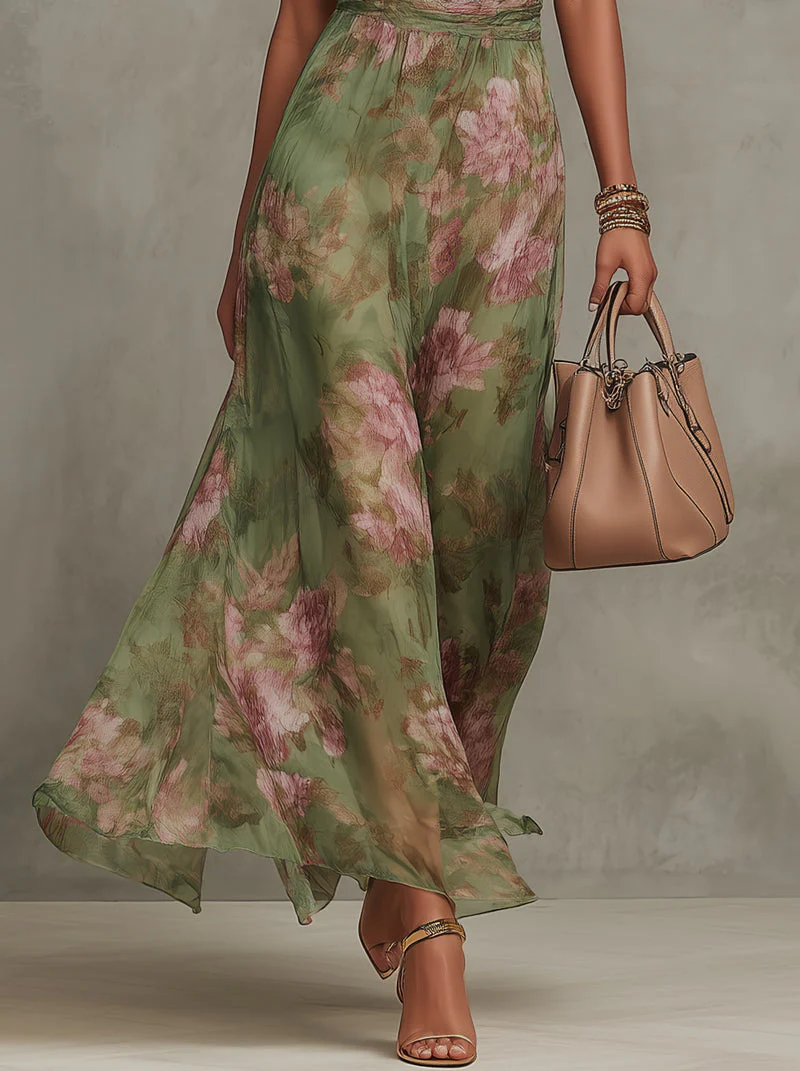 Azura | Women's Floral Halter Neck Maxi Dress - Image 4