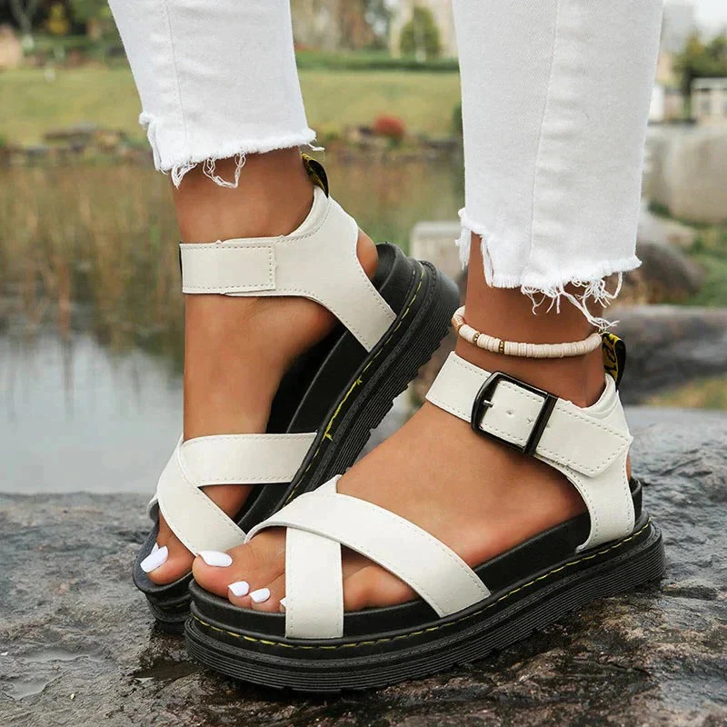 Bex | Women's Cross Strap Flatform Sport Sandals Buckle - Image 3