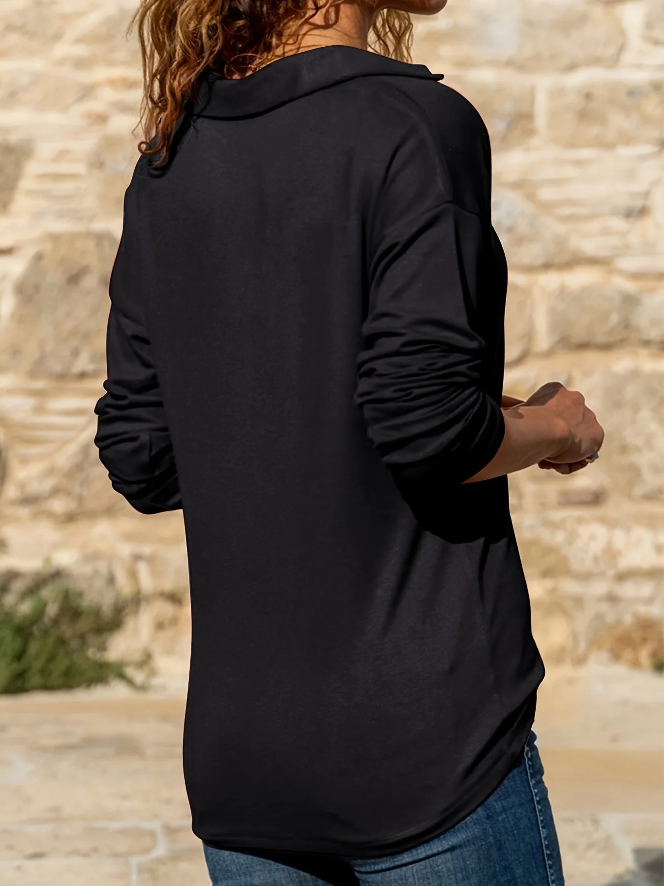 Casey | Women's Half Zip Collar Long Sleeve Knit Pullover Top - Image 10