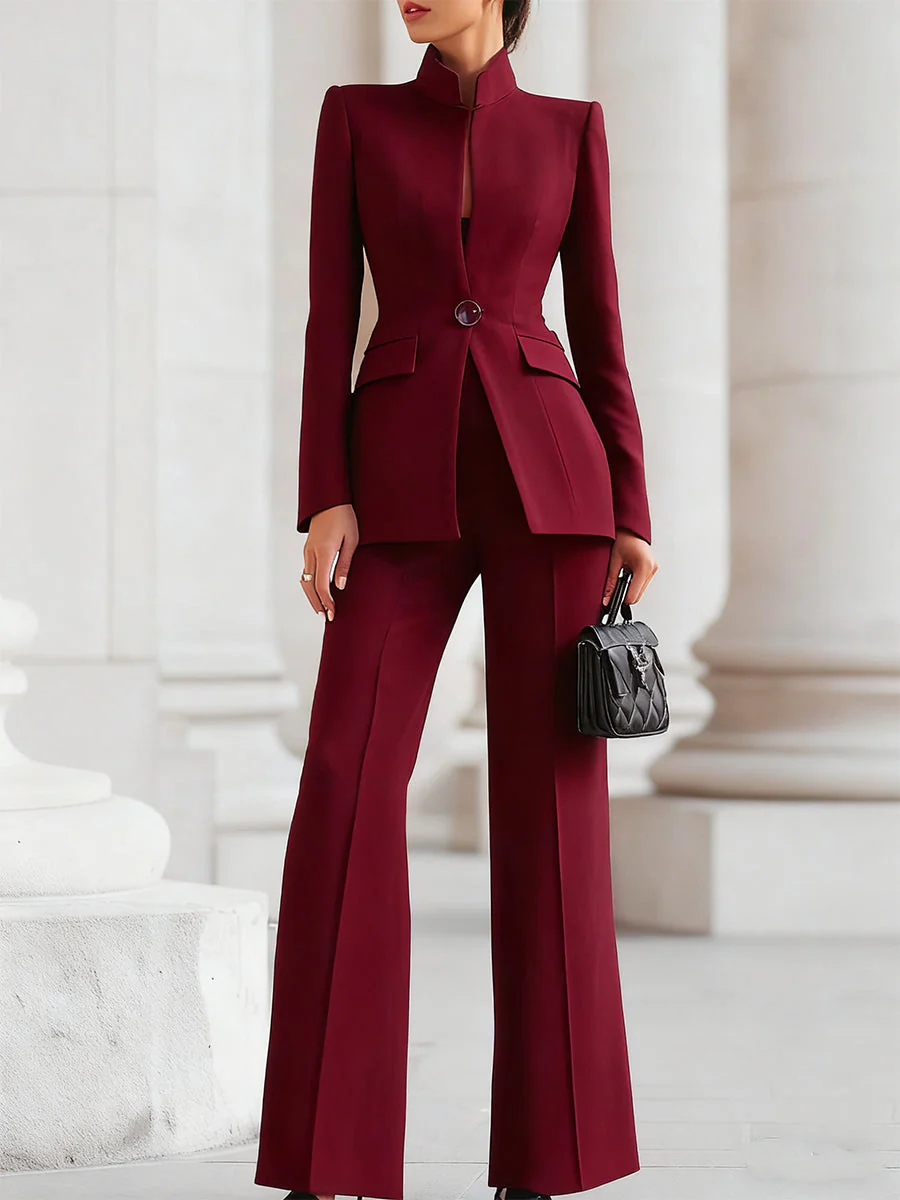 Celeste | Women's Tailored Blazer Wide Leg Trouser Suit Set - Image 4