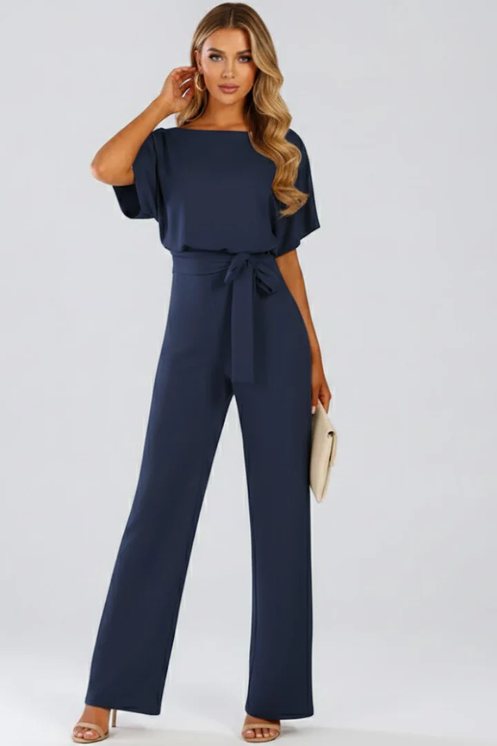 Celina | Women's Wide Leg Belted Jumpsuit - Image 8