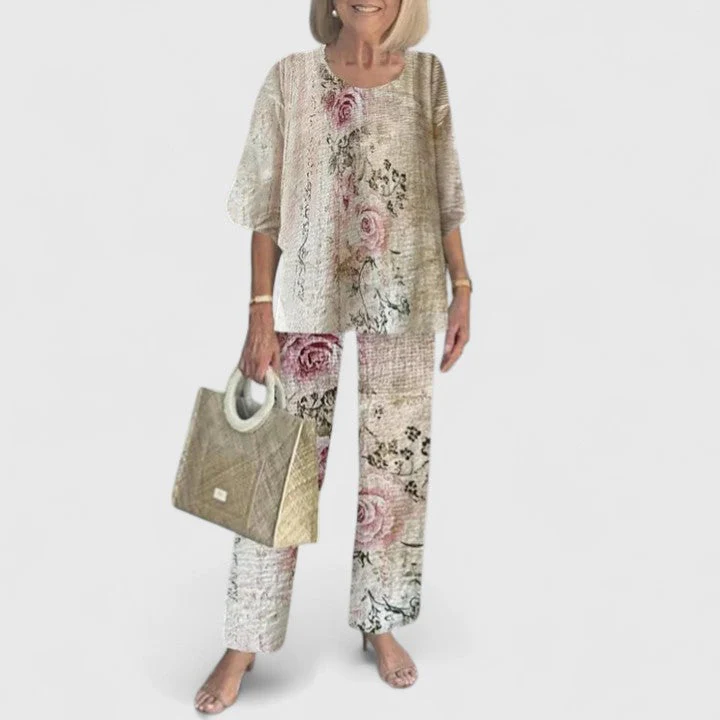 Clara | Women's Two-Piece Set Batwing Top Wide Leg Pants Printed - Image 12