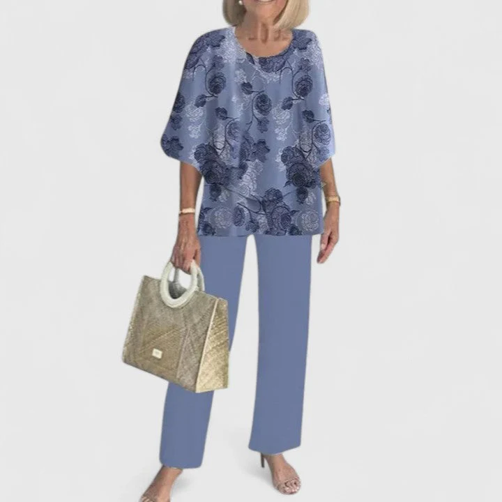 Clara | Women's Two-Piece Set Batwing Top Wide Leg Pants Printed - Image 8