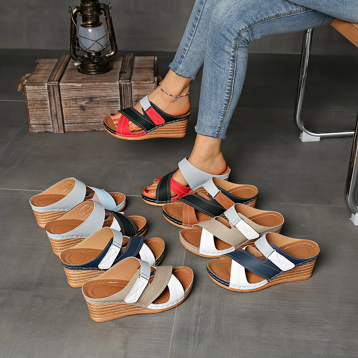 Marina™ | Colorblock Wedge Slides - Comfortable Sandals - Image 16