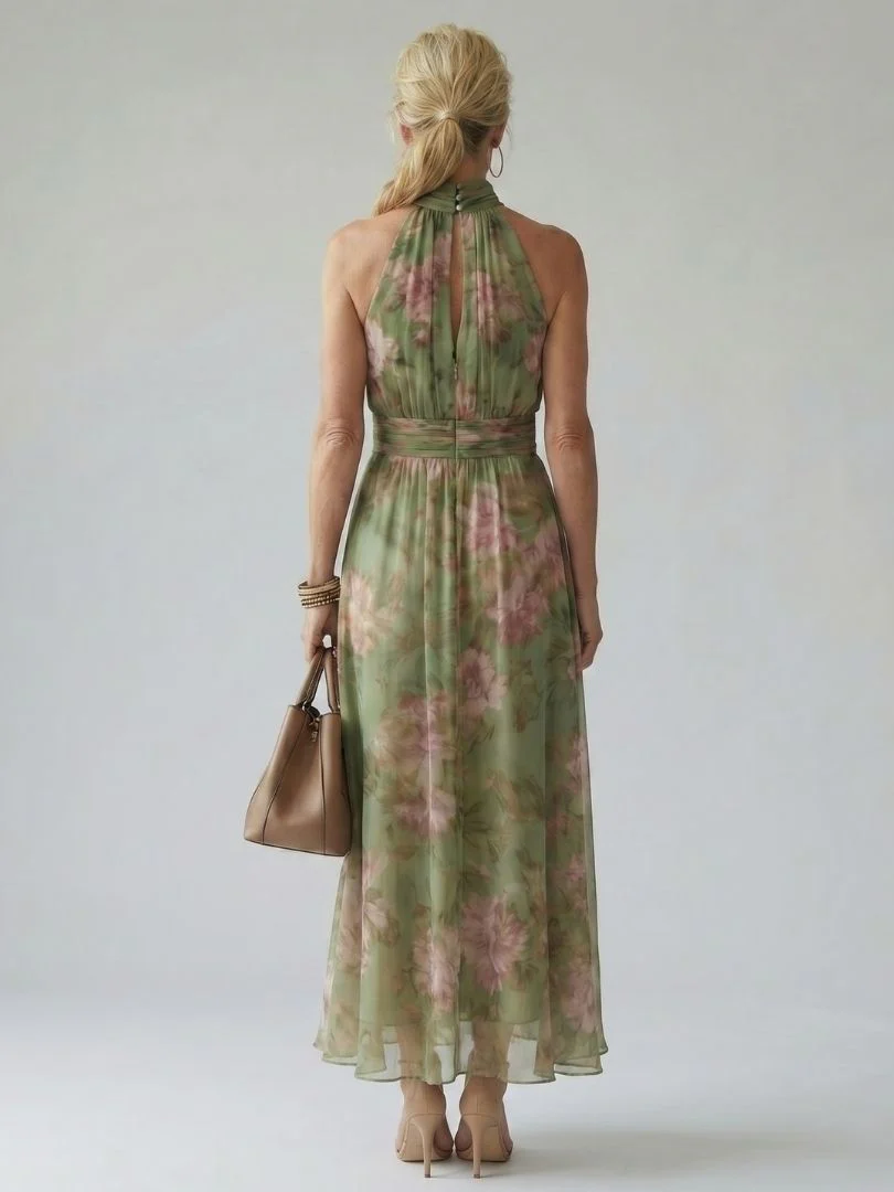 Cordova | Women's Floral Halter Neck Midi Dress - Image 4