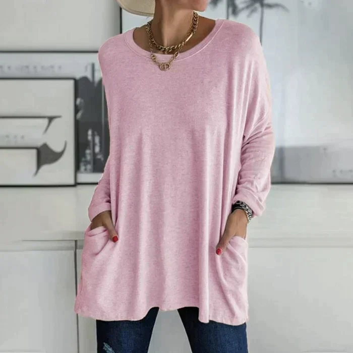 Daliah | Women's Oversized Long Sleeve Tunic Top with Pockets - Image 9
