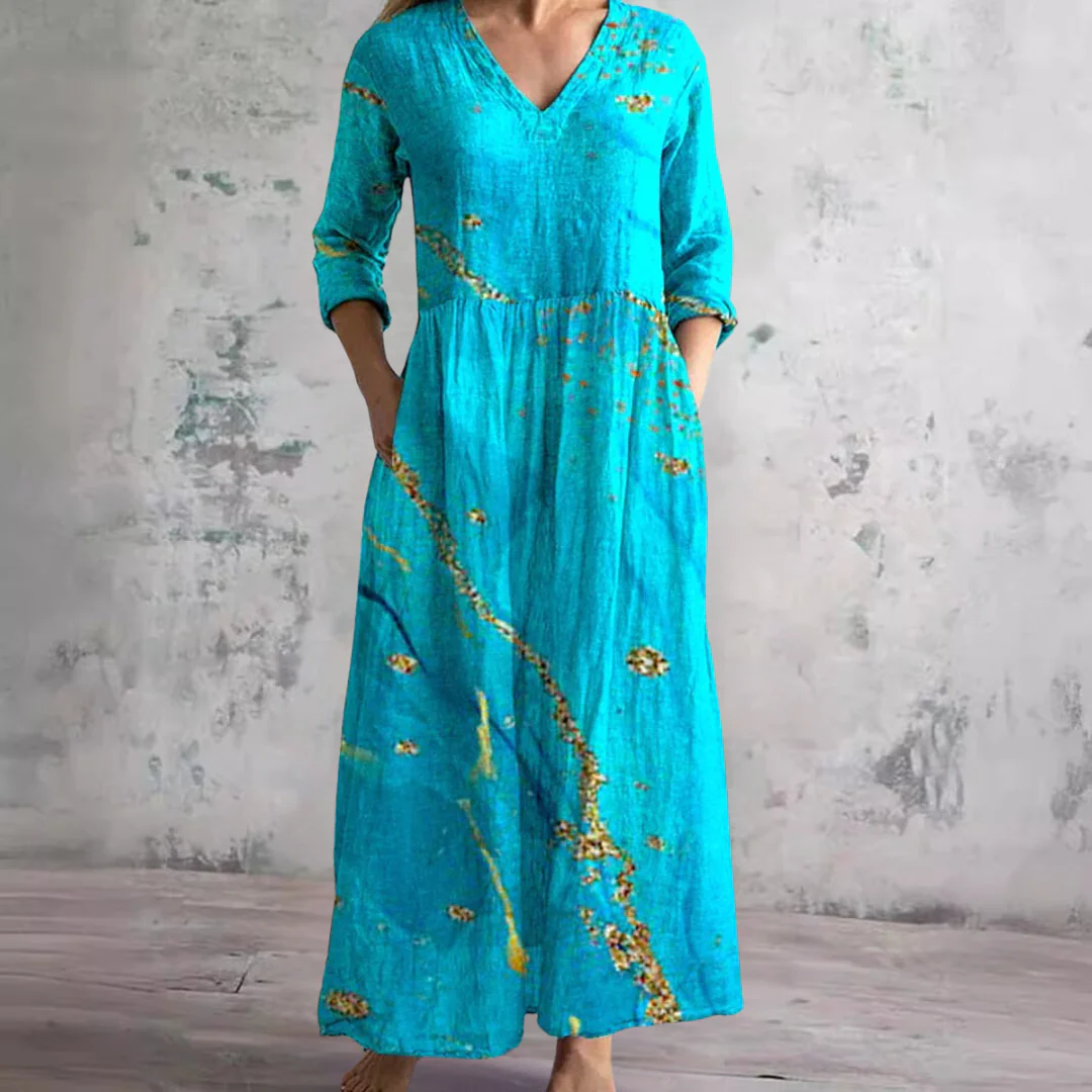 Dearyn | Summer Dress with V-Neck and Floral Pattern - Image 9