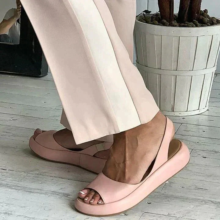 Drift | Women's Peep Toe Flatform Slide Sandals Wide Strap - Image 7