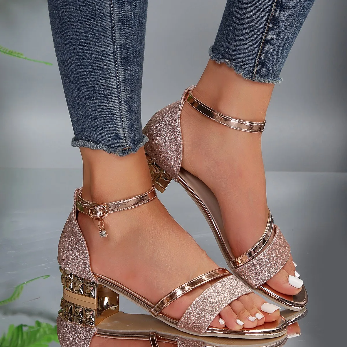 Evadne | Women's Ankle Strap Block Heel Sandals - Image 4