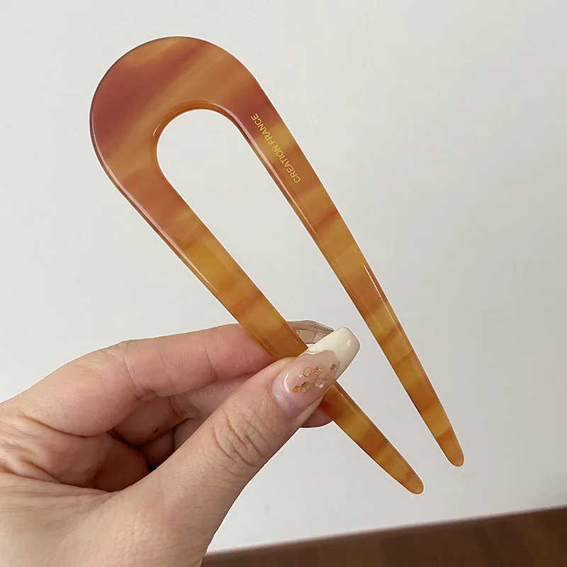 Serine™ | Fashion Marble Print U-Shaped Hair Fork Acetate Geometric Hair Clip Stick For Bun Maker Women Girls DIY Vintage Hairstyle Tools - Image 13