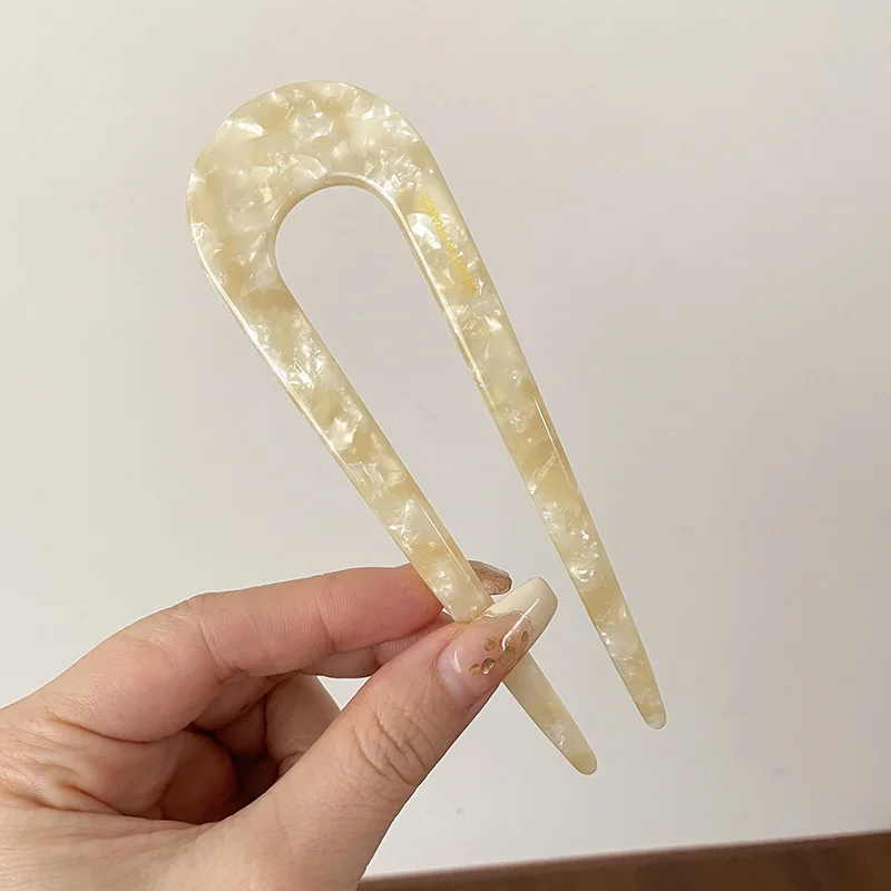 Serine™ | Fashion Marble Print U-Shaped Hair Fork Acetate Geometric Hair Clip Stick For Bun Maker Women Girls DIY Vintage Hairstyle Tools - Image 16
