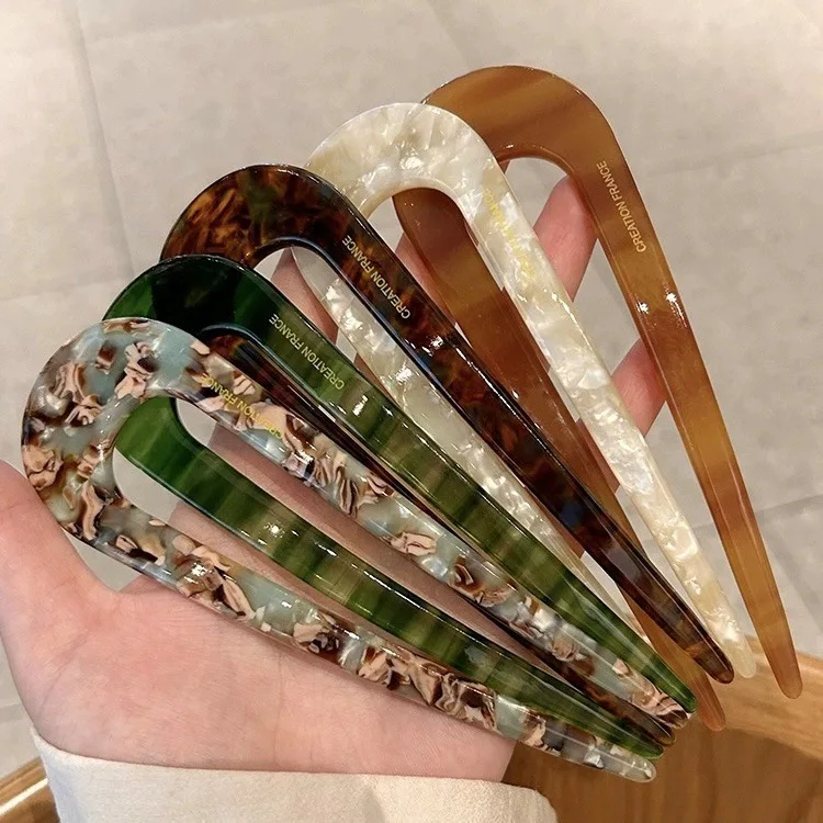 Serine™ | Fashion Marble Print U-Shaped Hair Fork Acetate Geometric Hair Clip Stick For Bun Maker Women Girls DIY Vintage Hairstyle Tools - Image 3
