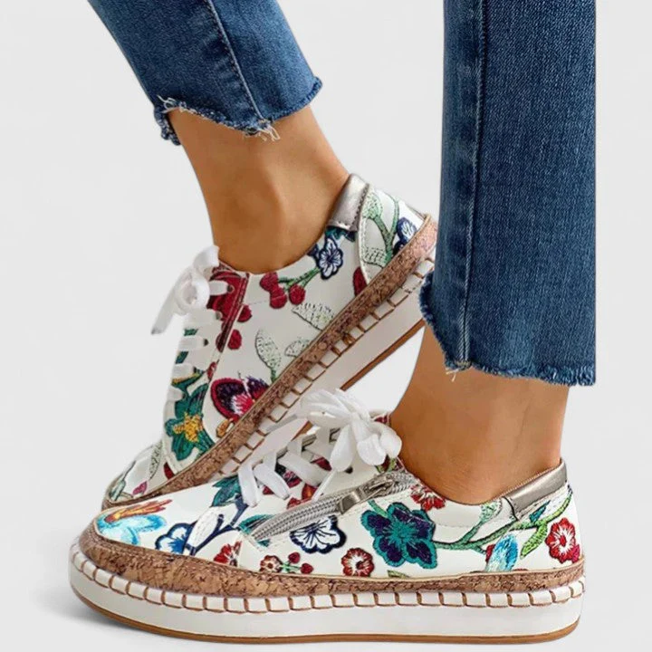 Fleur | Women's Floral Print Espadrille Flatform Sneakers - Image 5
