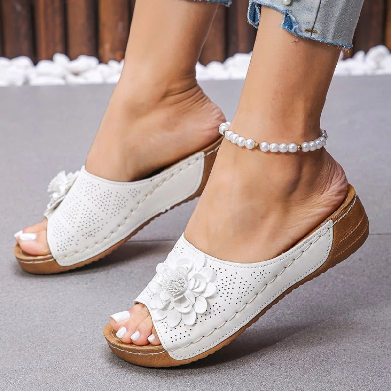 Flora | Women's Wedge Sandals Slip-On Open Toe Comfort Sandals - Image 2