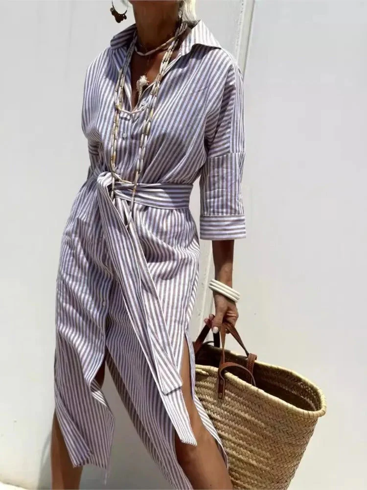 Géraldine | Lightweight and Stylish Striped Dress - Image 2