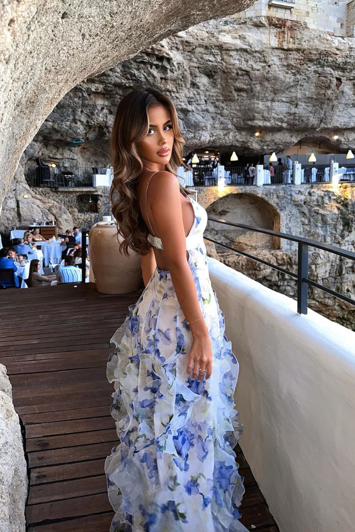Gloria | Floral Cut-Out Split Beach Maxi Dress - Image 2