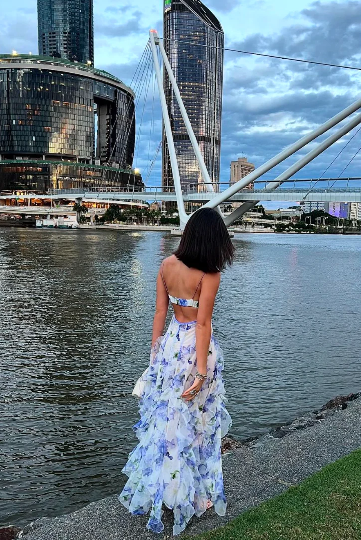 Gloria | Floral Cut-Out Split Beach Maxi Dress - Image 9