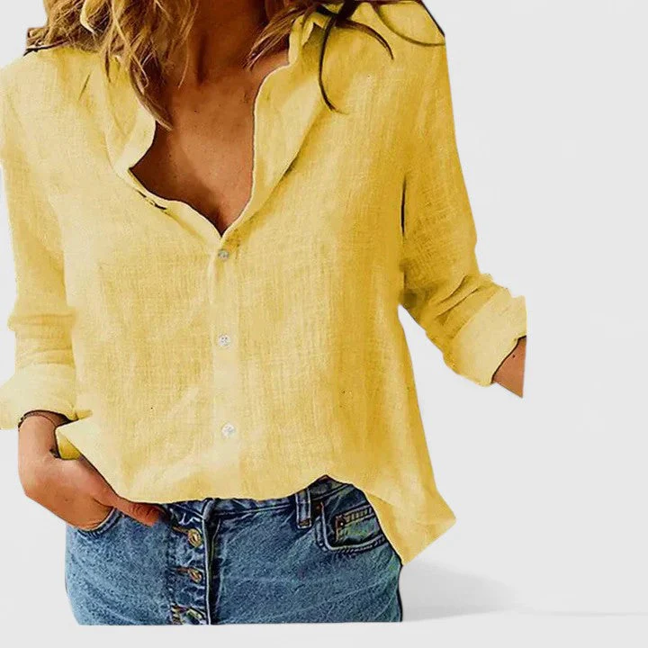 Hazel | Women's Linen Button Down Shirt Relaxed Fit Collar - Image 12