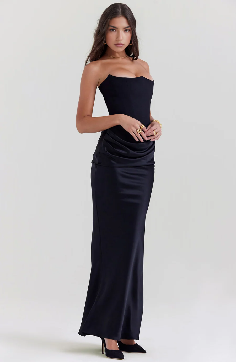 Hera | Elegant Retro Solid Color Strapless Party Dress - Image 26