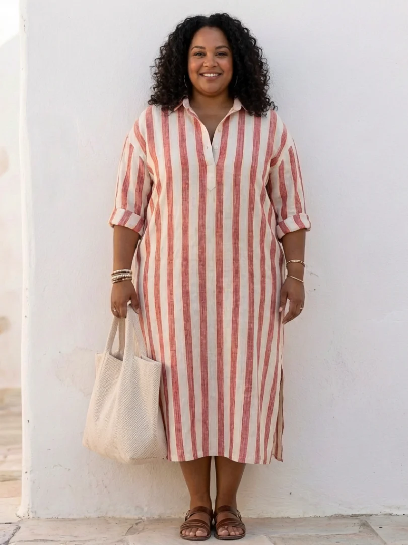 Imara | Women's Striped Midi Shirt Dress - Image 5