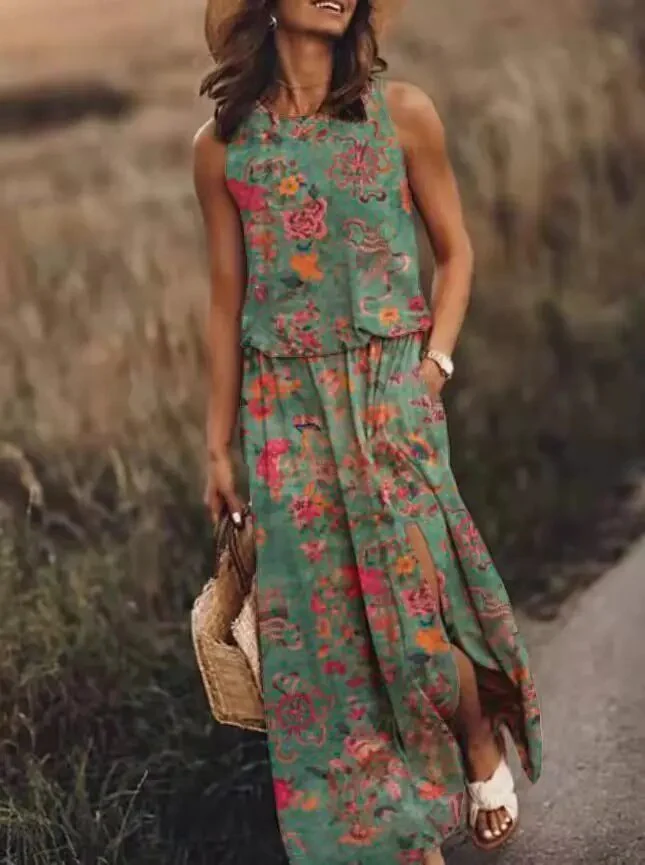 Iris | Women's Floral Two-Piece Crop Top & Maxi Skirt Set - Image 5