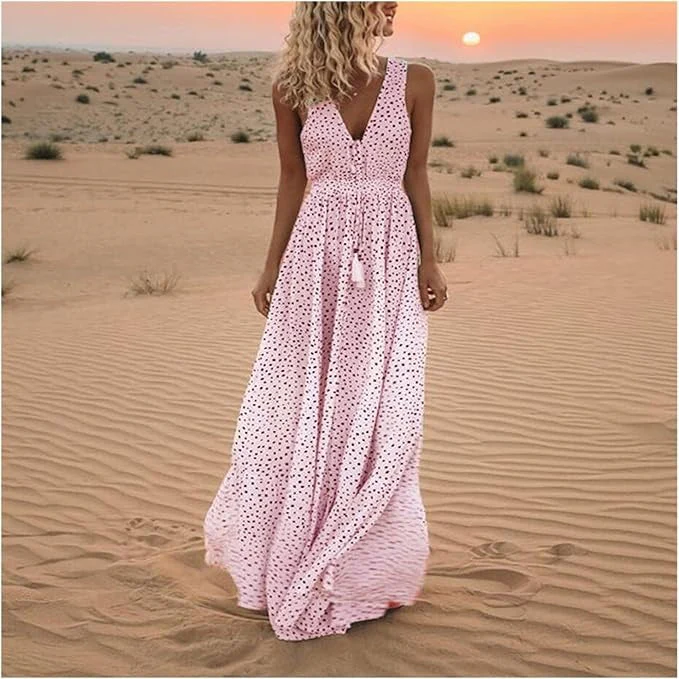 Ismena | Boho Polka Dot Maxi Dress - Image 2