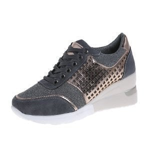 Lexi | Women's Wedge Heel Lace-Up Trainers with Perforated Detail - Image 6