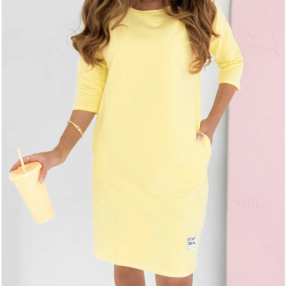 Lieka | Women's Sweatshirt Dress 3/4 Sleeve Round Neck Casual Mini Dress - Image 7