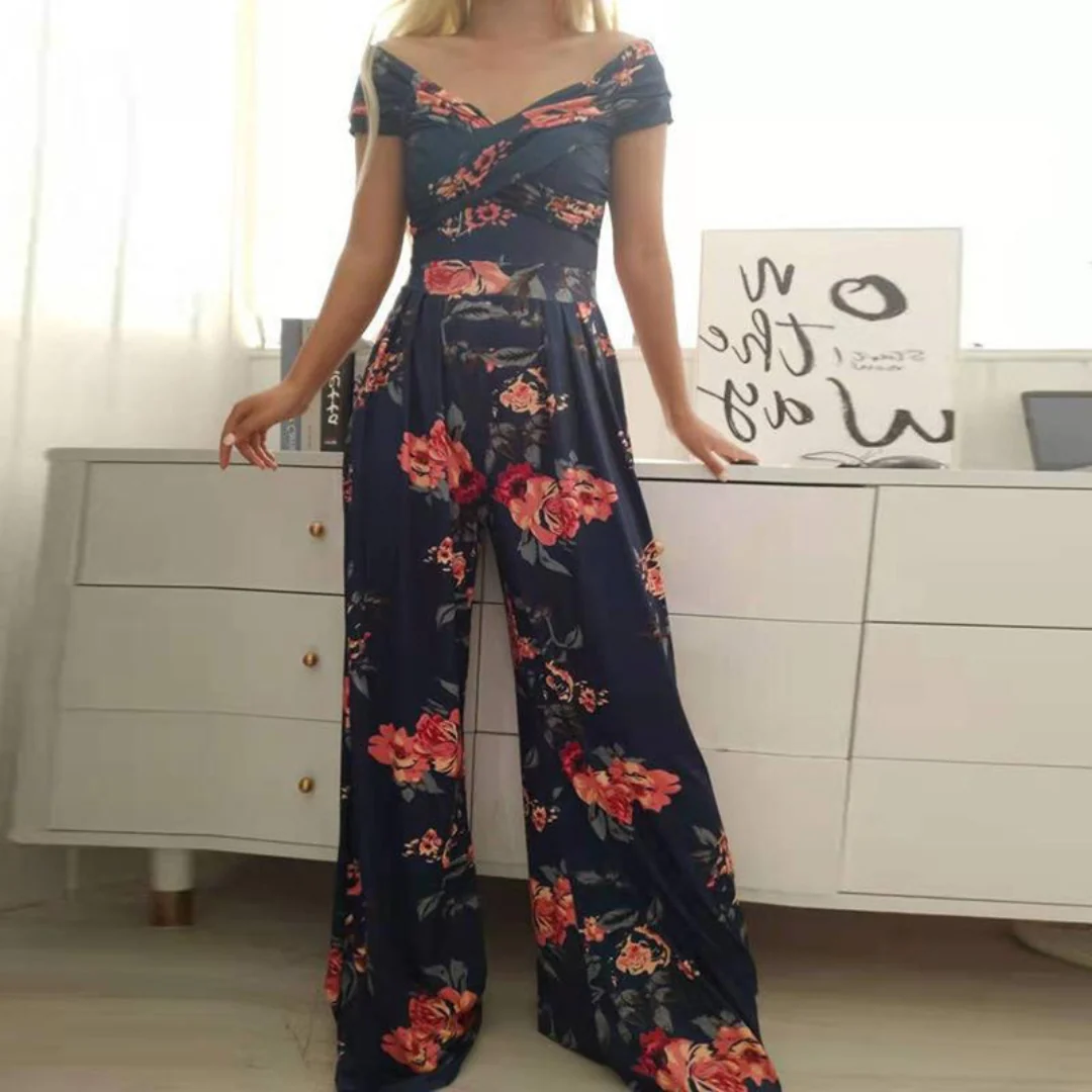 Luna | Women's Off Shoulder Wide Leg Printed Jumpsuit - Image 6