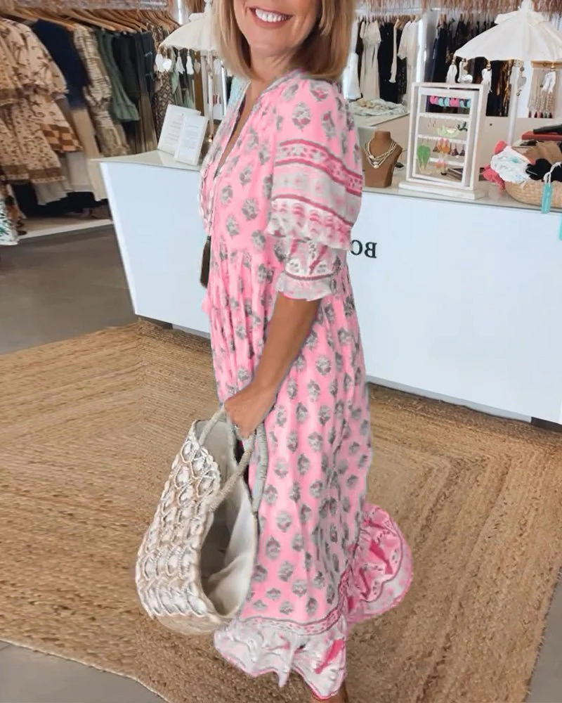 Mana | Chic Floral V-Neck Dress - Image 11