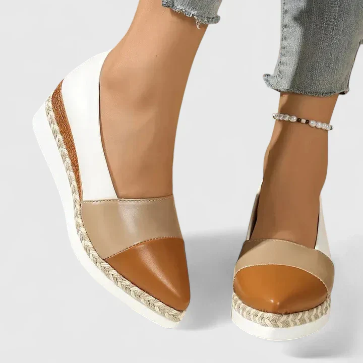 Mila | Women's Colour Block Espadrille Wedge Loafers Metallic - Image 6
