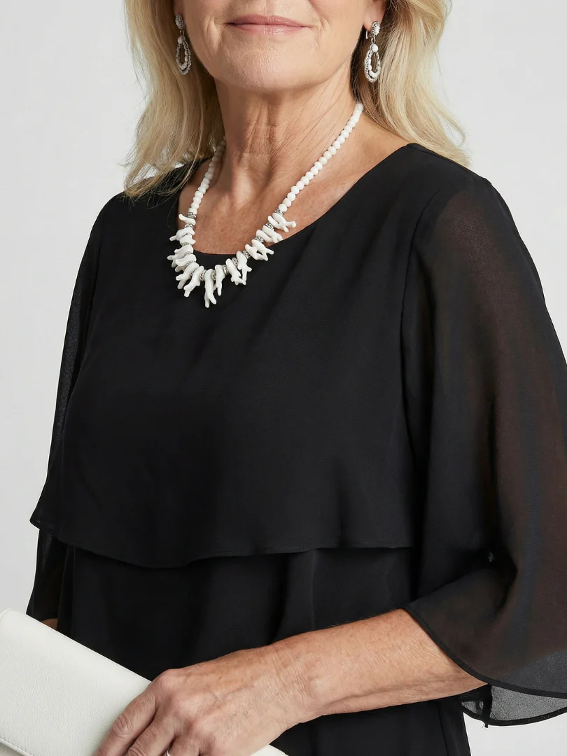 Moira | Women's Tiered Round Neck Midi Dress - Image 3