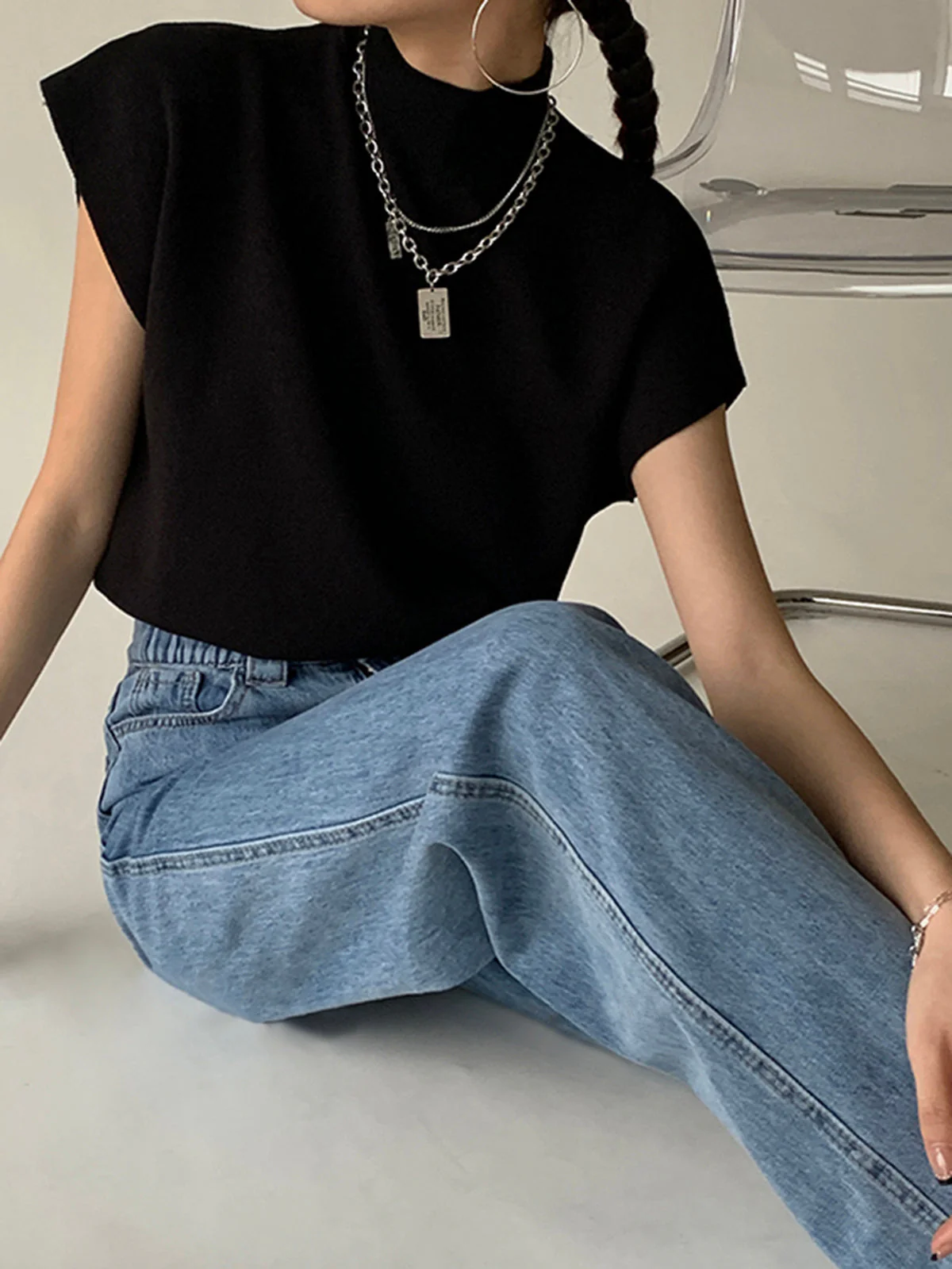 Mona | Women's Mock Neck Knit Sweater Vest Sleeveless Top - Image 5