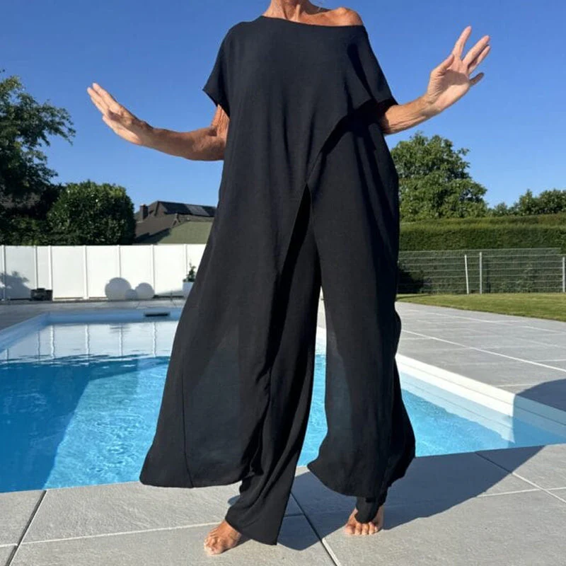 Nora | Women's 2 Piece Oversized Top and Wide Leg Trousers Set - Image 2