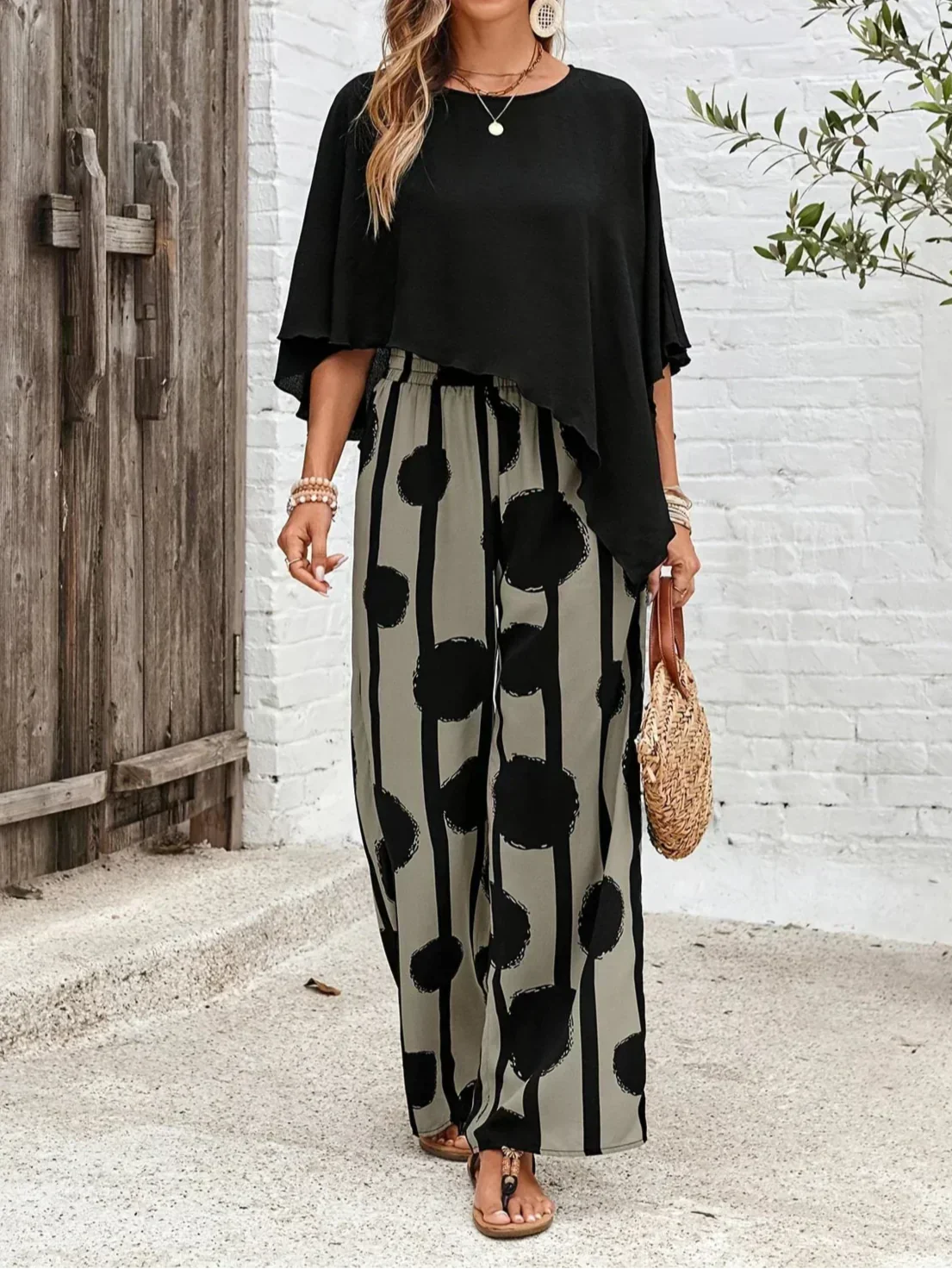 Nora | Women's Two-Piece Set Wide Leg Pants Oversized Top - Image 4