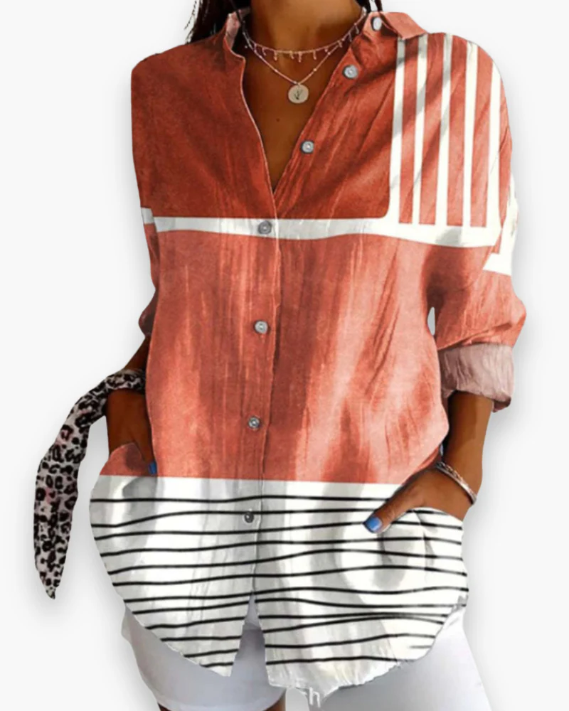 Nova | Women's Printed Long Sleeve Button Up Shirt - Image 9