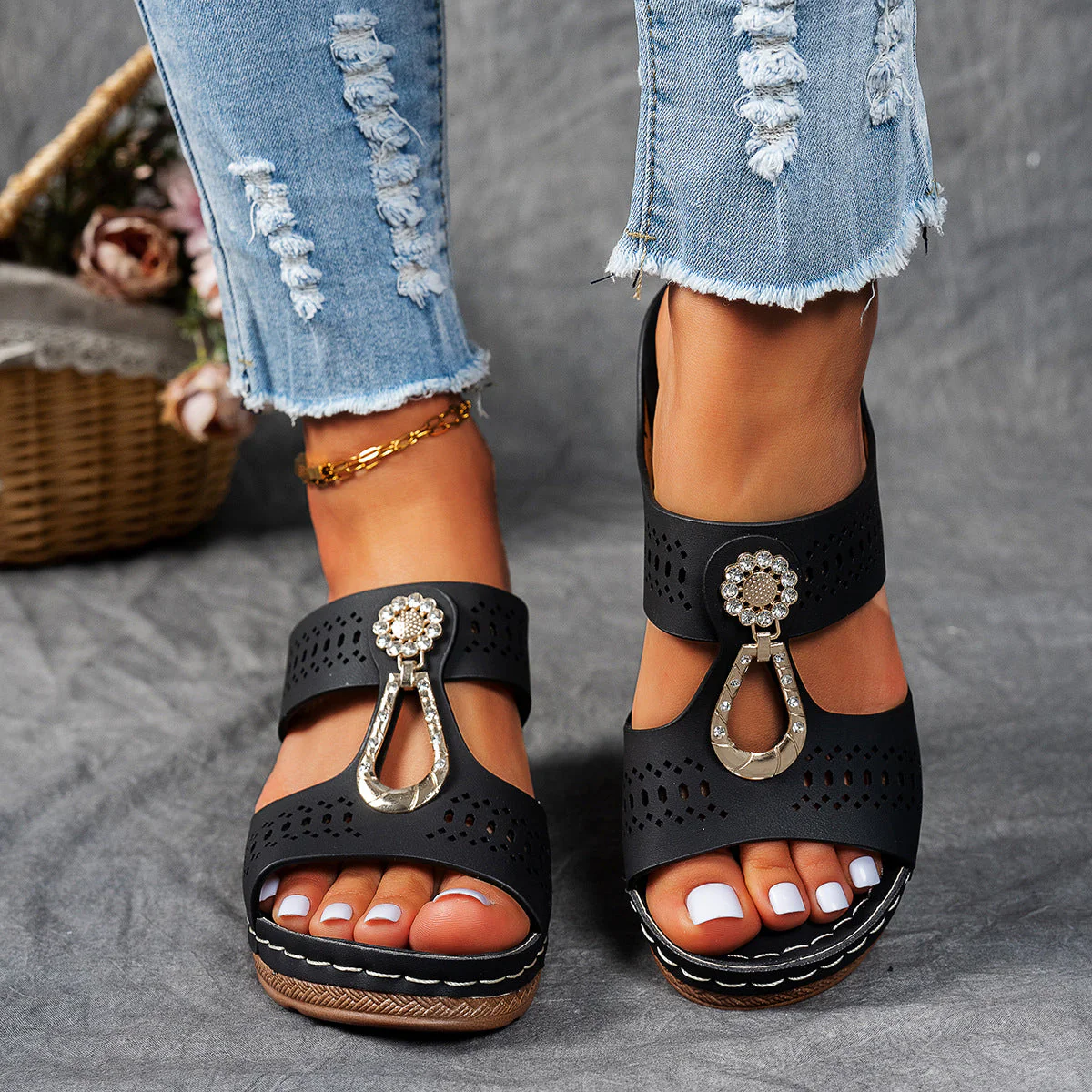 Valeene™ | Orthopedic Rhinestones Heel Sandals - Image 6