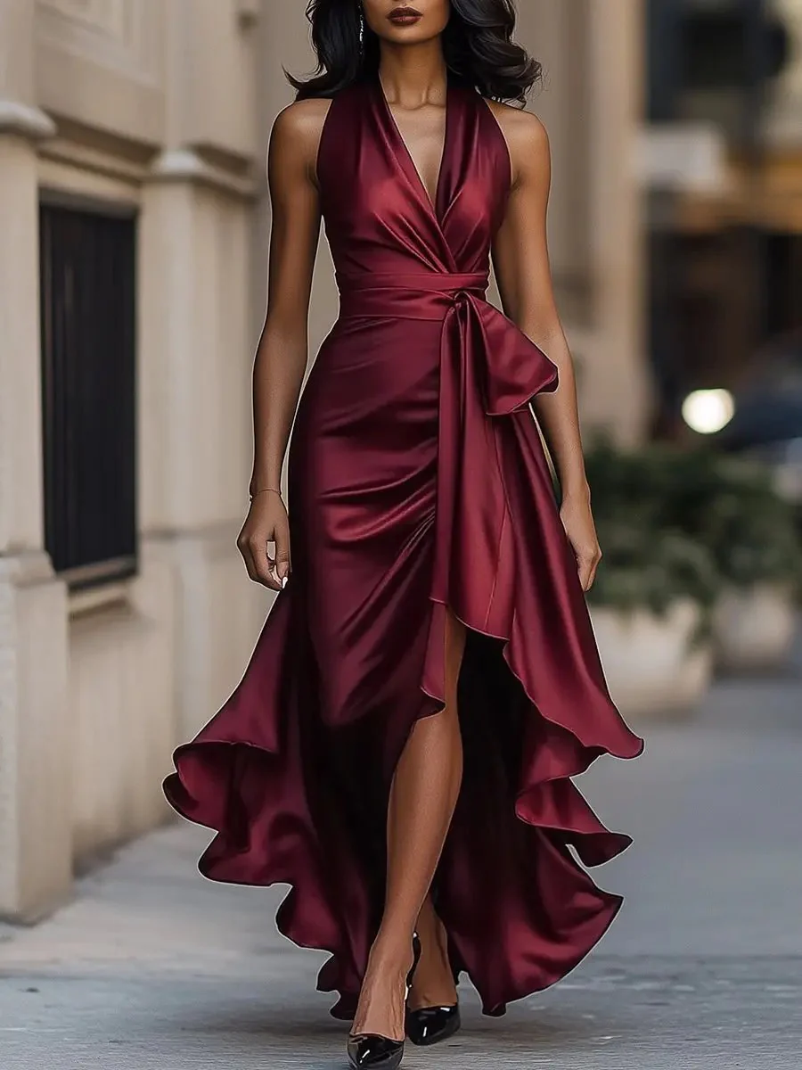 Ottavia | Women's Halter Neck Wrap Maxi Dress - Image 7