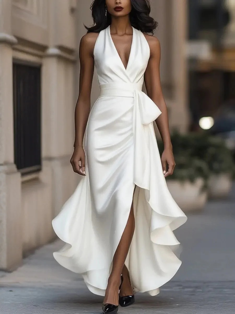 Ottavia | Women's Halter Neck Wrap Maxi Dress - Image 8