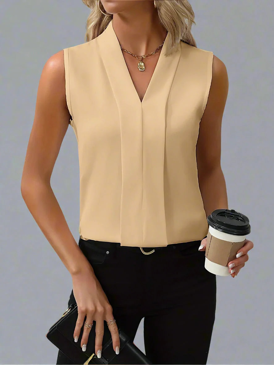 Quinn | Women's Sleeveless V-Neck Blouse Smart Casual Top - Image 5